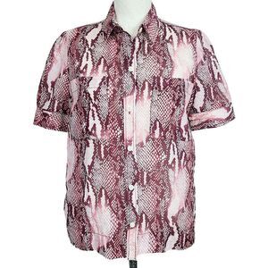 Current/Elliott Womens Bermuda Multicolor Snake Print Button Up S Short‎ Sleeve